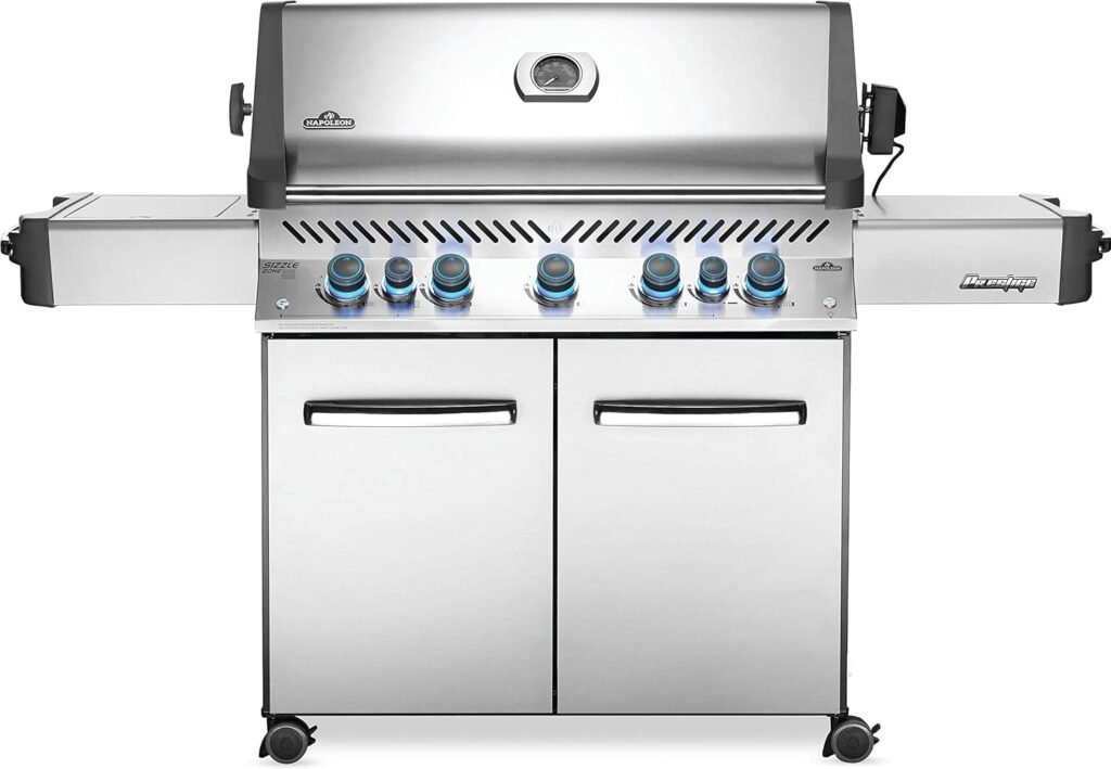 Napoleon P665RSIBNSS Prestige 665 RSIB Natural Gas Grill, sq. in + Infrared Side and Rear Burner, Stainless Steel