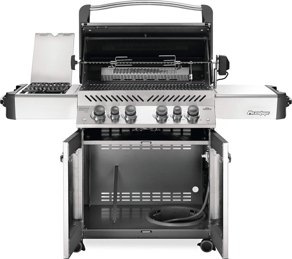 Napoleon P665RSIBNSS Prestige 665 RSIB Natural Gas Grill, sq. in + Infrared Side and Rear Burner, Stainless Steel